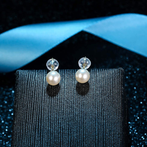 Sllaiss 925 Sterling Silver Austria Pearl Earrings 18K Gold Pink Earrings Sets Stud Earrings for Women (3 Pairs 4mm 6mm 8mm)...