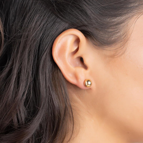 Barzel 18K Gold Plated Ball Stud Earrings Set, Sizes 3-10MM, 5 Pack, High Polish Finish Ball Suds...