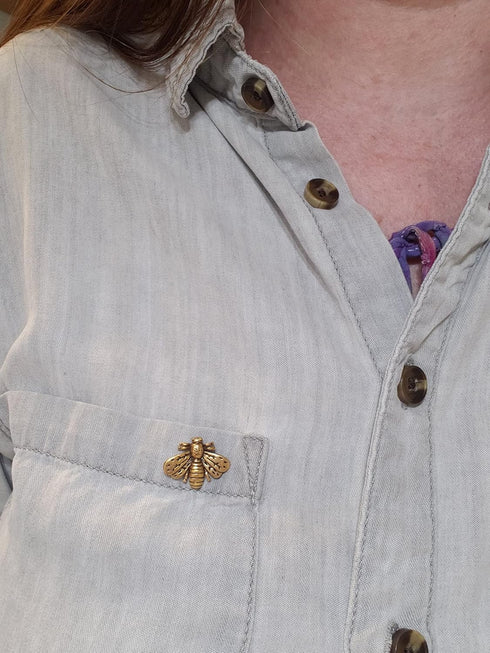 Napoleonic Bee Lapel Pin - Small Bumblebee Brooch - Antique Gold Plated...