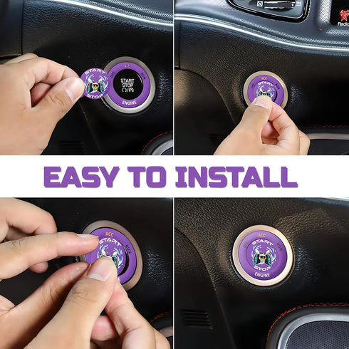 Car Push Start Button Cover for Dodge Challenger Charger Dart Accessories 2015-2024, Engine Start Ignition Kit Cover Emblem Badge Unique Stylish D...