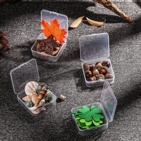 SATINIOR 12 Pack Clear Plastic Beads Storage Containers Box with Hinged Lid for Beads and More (2.75 x 2.75 x 0.67 Inch)...