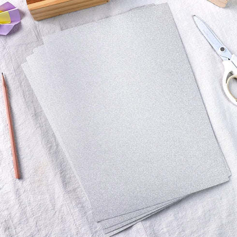 27 Sheets Silver Glitter Cardstock Paper, A4 Shimmer Cardstock Heavyweight Glitter Paper Cardstock Metallic Cardstock Paper for DIY Art Project Sc...