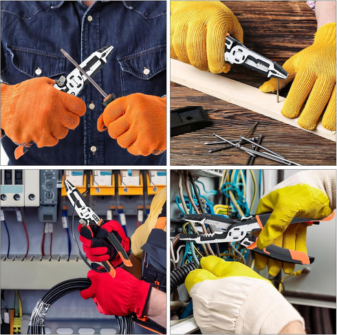 TOOLEAGUE 10-in-1 Wire Stripper with Tool Pouch, Cable Cutters, C-RV Multifunctional Needle Nose Pliers for Electric Cable Stripping Cutting and C...