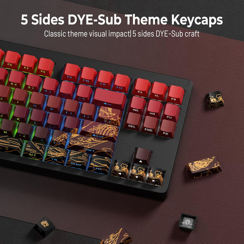 XVX Shine Through Keycaps - PBT Dye Sub Keycap Set, Side Print Keycaps, 129 Keys Cherry Profile Custom Keycaps, Wave of Kanagawa Double Shot Key c...