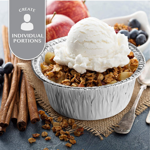 Plasticpro 4.5'' Inch Round Tin Foil Pans Disposable Aluminum, Freezer & Oven Safe Pack of 50...