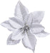 Winlyn 24 Set Christmas Silver Glitter Poinsettia Flower Picks Christmas Tree Ornaments for White Silver Christmas Tree Wreaths Garland Holiday Se...