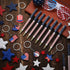 48 Pcs Independence Day Metal Ballpoint Pens American Flag Keychain Set Gold Retractable School Pens USA Flag Key Chains Office Patriotic 4th of J...