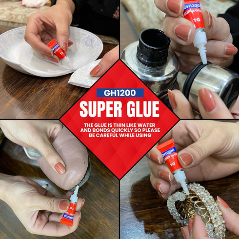 1 Gram (Pack of 24) Single use Super Glue All Purpose, Super Fast, Thick & Strong Adhesive Superglue, Cyanoacrylate Glue for Hard Plastics, DIY Cr...