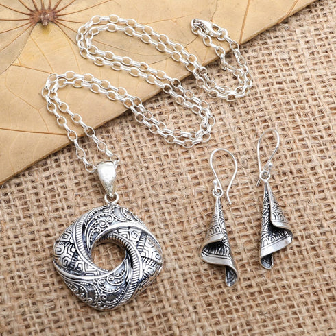 NOVICA .925 Sterling Silver Dangle Earrings 'Shining Songket'...