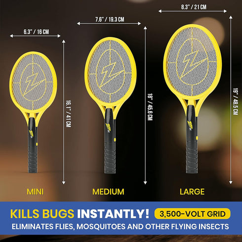 Zap It Electric Fly Swatter Racket & Mosquito Zapper - High Duty Battery Powered 3,500 Volt Electric Bug Zapper Racket - Fly Swatter Electric - Fl...