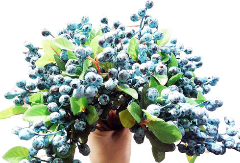 Mistari 10 Pack Artificial Flowers California Faux Blueberries Artificial Stems for Decorating Blueberry Picks Fruit Fake Silk Flowers Home Decora...