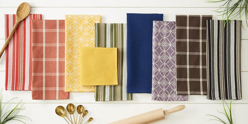 DII Assorted Woven Kitchen Set, Dishtowel, 18x28, Dishcloth, 13x13, Spice, 5 Piece...
