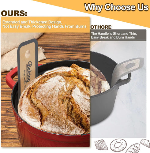 Silicone Bread Sling for Dutch Oven,Non-Stick & Easy to Clean Silicone Baking Mat,Reusable Bread Sling with Long Handles,4 PCS Sourdough Bread Bak...