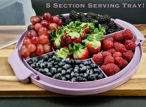 Round Cake Carrier Two Sided Cake Holder Serves as Five Section Serving Tray, Portable Cake Stand Fits 10 inch Cake, Cake Box Comes With Handle, C...