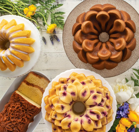 Nordic Ware Lotus Bundt Pan Gold, 5 Cup Capacity...