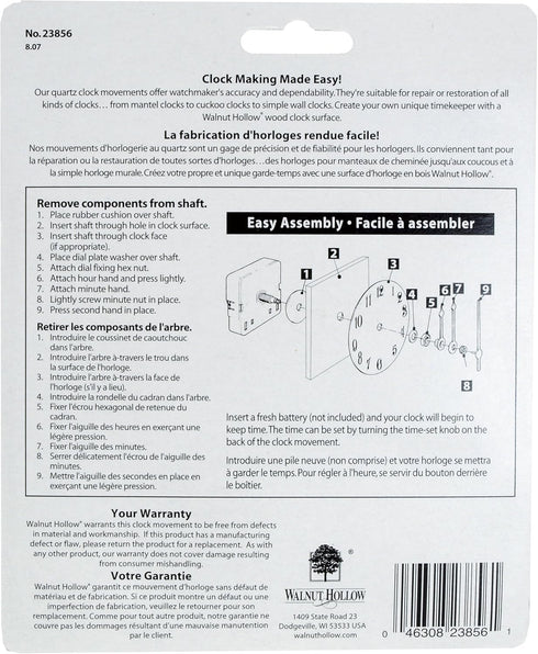 Walnut Hollow 3 Piece Clock Kit for 1/4-inch Surfaces, Use to Repair or Design Your Own Clock...