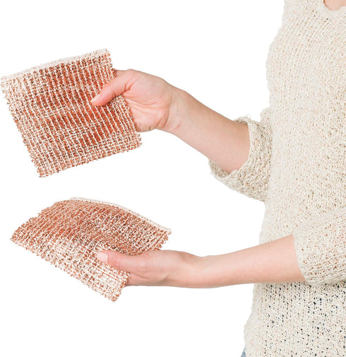 REDECKER 2-Ply Woven Copper Scrubbing Cloth - Durable and Non-Abrasive Scrubber, Machine Washable, Alternative to Chore Boy Copper Scrubber, Coppe...