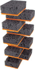 Black & Orange Multi Use Scrub Sponges. Made in Europe. 9 Pack, 4.3x2.8x1.4 inches. Heavy Duty and Non Scratch Fiber. Odorless Durable and Delicat...
