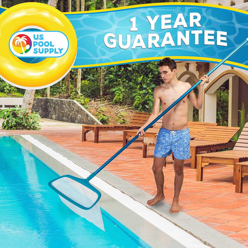 U.S. Pool Supply Professional 17" Swimming Pool Leaf Rake with Deep 13" Net Bag - Durable Fine Mesh Netting, EZ Clip Handle - Fast Cleaning, Debri...
