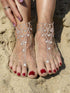 Hicarer 6 Pieces Foot Jewelry Barefoot Sandals for Women Rhinestone Anklets Bohemian Foot Chain for Beach Wedding Valentine's Day...