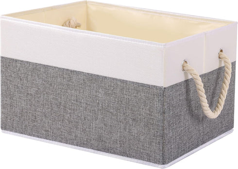 Yawinhe Foldable Storage Basket 1-Pack, Large Fabric Storage Bins with Rope Handle, Used for Organizing Shelves, Closets, Clothes Storage Box, 14....