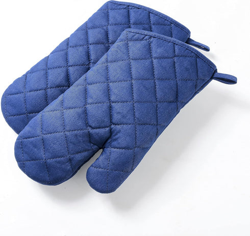 Anyi Oven Mitts Professional Heat Resistance Kitchen Cotton Oven Gloves for Grilling Cooking Microwave BBQ Baking, 2-Pack with Soft Inner Lining...