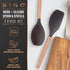 BINO 2-Piece Wooden Handle Silicone Mixing Spoons & Spatulas Set - Black | Heat Resistant Kitchen Utensils for Nonstick Cookware | BPA Free | Cook...