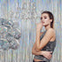 Melsan Foil Curtain, 2 Pack 3.2 ft x 8.2 ft Silver Tinsel Foil Fringe Curtains Backdrop, Sparkle Metallic Foil Curtains for Independence Disco Bac...