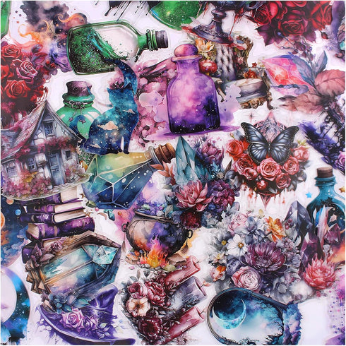 Vintage 180Pcs Gothic Scrapbook Stickers, PET Waterproof Scrapbooking Supplies, Journaling Magic Stickers for Junk Journal Supplies Bullet Journal...