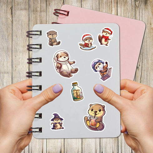 Pack 50 PCS Otter Stickers Cute Bank Beaver Animal Vinyl Decals Waterproof Label Decoration Water Bottles Bumpers Skateboard Guitar Phone Case Ite...