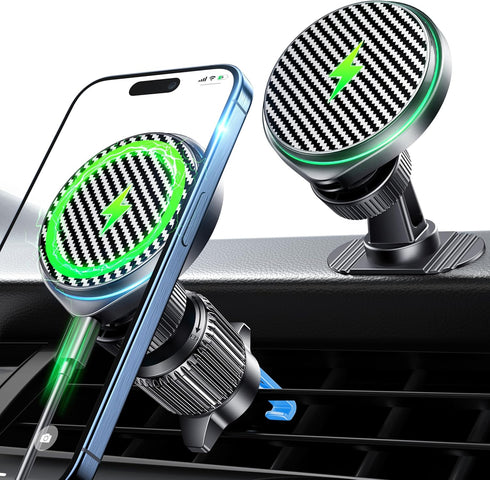 Qifutan for 15W Magsafe Car Charger Fast Charging Automotive Ultra Magnetic Car Phone Holder Dashboard Vent Wireless Car Charger Fits for iPhone 1...