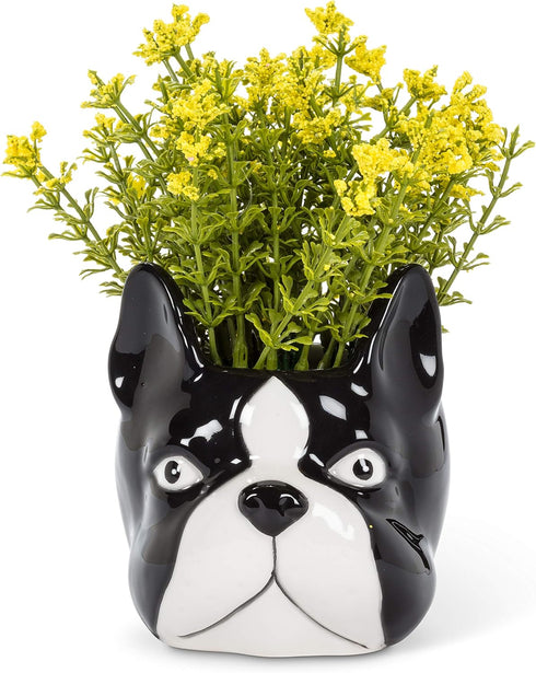 Abbott Collection 27-MINIKIN-068-LG Large Dog Head Planter, Black/White...