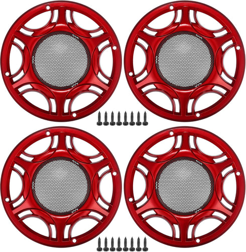 ACROPIX Universal 6" Car Speaker Grills Cover Mesh Round 6 Inch Audio Speaker Subwoofer Guard Protector Case with Mounting Screws Iron Red - Pack ...