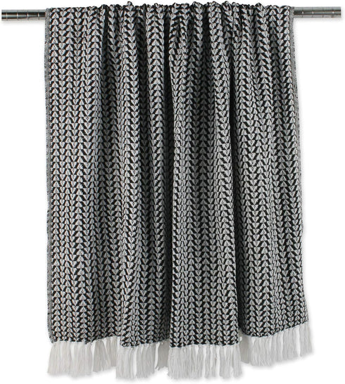 DII Arrowhead Woven Throw, 50x60 with 3" Fringe, Black, 1 Piece...
