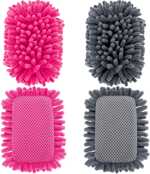 2 Pieces Microfiber Shag Whiteboard Eraser Dry Erase Eraser Washable Board Eraser for Chalk, Markers, Classroom, Home and Office (Grey, Pink)...