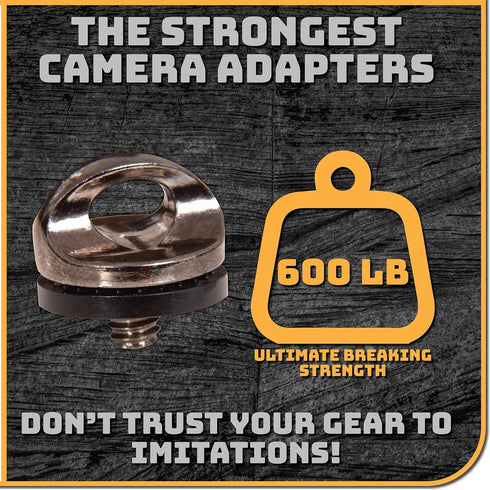 Camera Tripod Adapter Ring - Quick Install/Release 1/4"-20 Neck and Wrist Strap Mount for Camera Slings and Securing Camera Lanyards - (3-Pack)...
