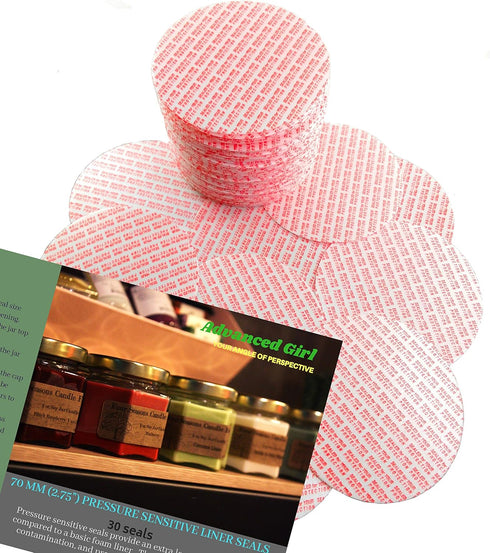 Pressure Sensitive Torque Activated Cap Seals Liners -70 mm (2.75") Made in USA-30 PCS - for Regular Mouth Glass & Plastic Ball Mason Canning Jars...