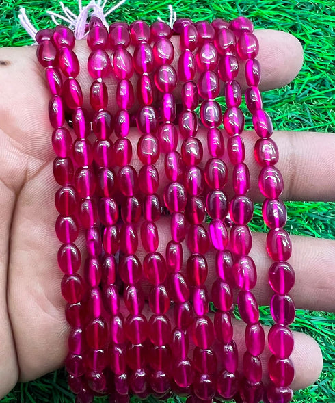 13.5 Inch 1 Strand Ruby Tourmaline Quartz 48 Pieces Approx Beads Size 7x5mm Shape Oval Cut Smooth Making, Beading & Craft Supplies 7$ST03D04...