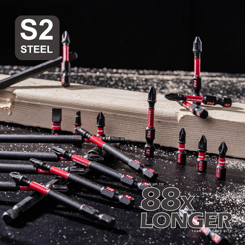 Impact Tough Magnetic Mixed 23Pack Insert Driver Bits, S2 Alloy Steel Screwdriver Power Bits Set with 1Pcs Impact Magnetic Bit Holder...