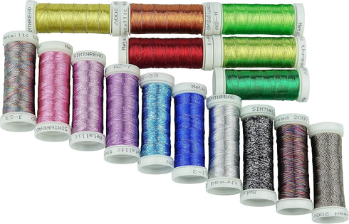 Simthreads Metallic Embroidery Thread 200 Yards Ea for French Embroidery or Machine Embroidery for Janome Brother Pfaff Babylock Singer Bernina Hu...