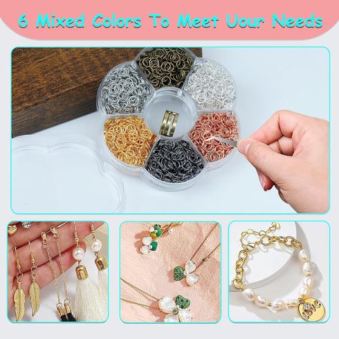 YAKA1800Pcs 6mm1Box 6 Colors Open Jump Ring,Ring Jewelry Keychain for Jewelry Making Accessories,1Pcc Jump Ring Open/Close Tool and 1Pcs Clear Box...