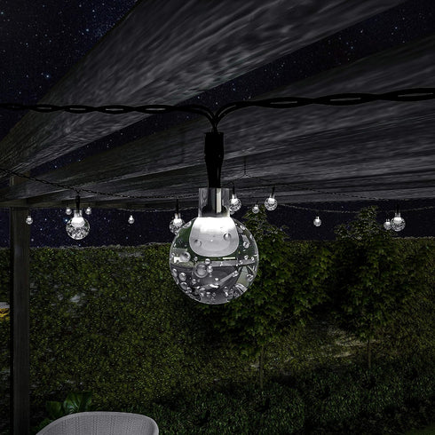 Pure Garden 50-LG1088 Outdoor Sting Solar Powered Round Globe Hanging Cool White Lights for Patio, Backyard...