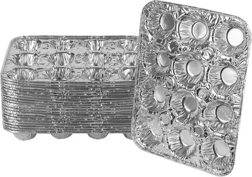 PLASTICPRO Aluminum Foil Muffin Pans Reusable and Disposable, Holds 12 Mini Cupcakes/Muffin foil Pan Pack of 20...