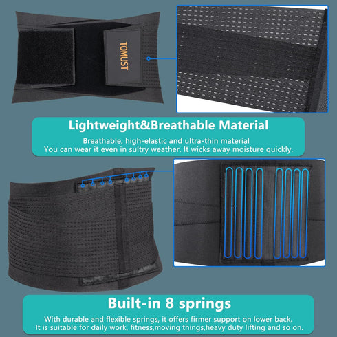 Back Brace - Breathable Waist Belt Lumbar Support for Lower Back Pain Relief, Recovery, Sciatica, Scoliosis, Herniated Disc, Lifting, With Dual Ad...
