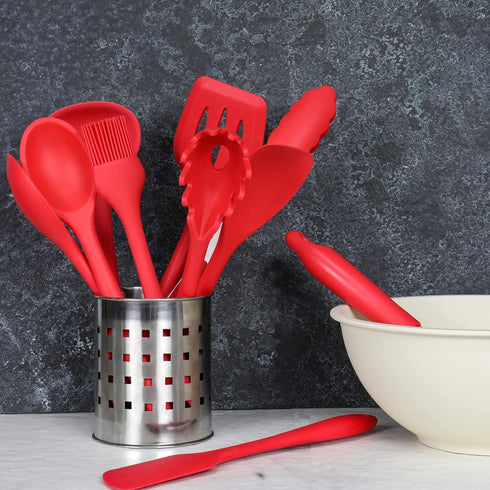 Chef Craft Premium Silicone Tongs, 12 inch, Red...