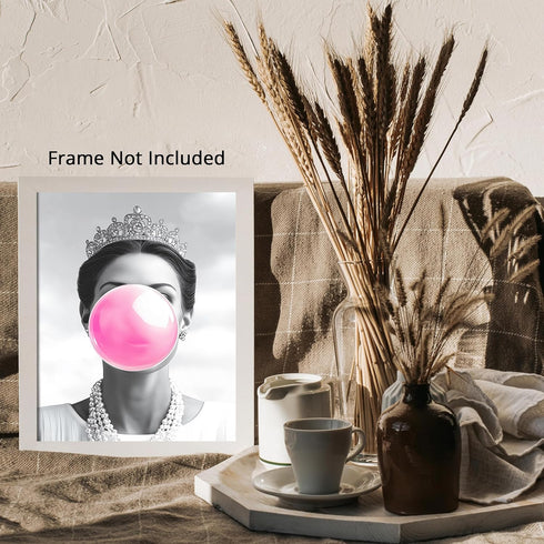 Posterizer 1 pcs-black and white fun retro modern art-pink bubblegum 2-Retro Art-Comedy Art-Gifts for Women- unframed wall art...