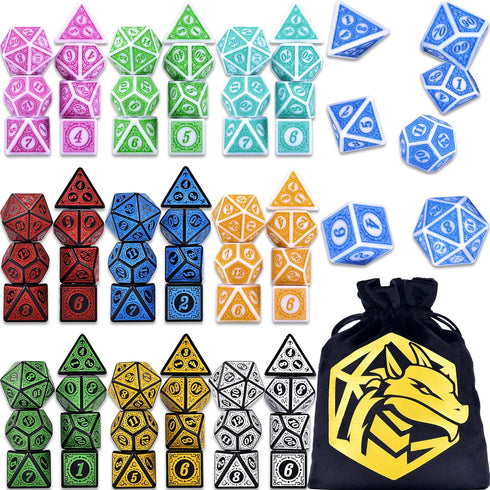 DND Dice Set 10 x 7 Retro Polyhedral Dice for Dragons and Dungeons Tabletop Role-playing Games, 70 Pieces RPG Dice...