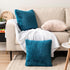 PAVILIA Fluffy Teal Blue Throw Pillow Covers, Decorative Accent Pillow Cases for Bed Sofa Couch, Soft Faux Fur Cushion Cover, Square Sherpa Pillow...