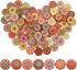 Wooden Buttons 100Pcs Round 2 Holes Old Fashioned Painted Flower for Sewing Crafting Colorful Patterns 0.78in...