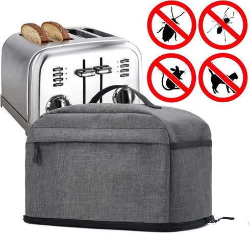 VOSDANS 4 Slice Toaster Cover with Removable Bottom 2-in-1 Toaster Bag with Pockets Toaster Storage Bag with Handle, Dust and Fingerprint Protecti...